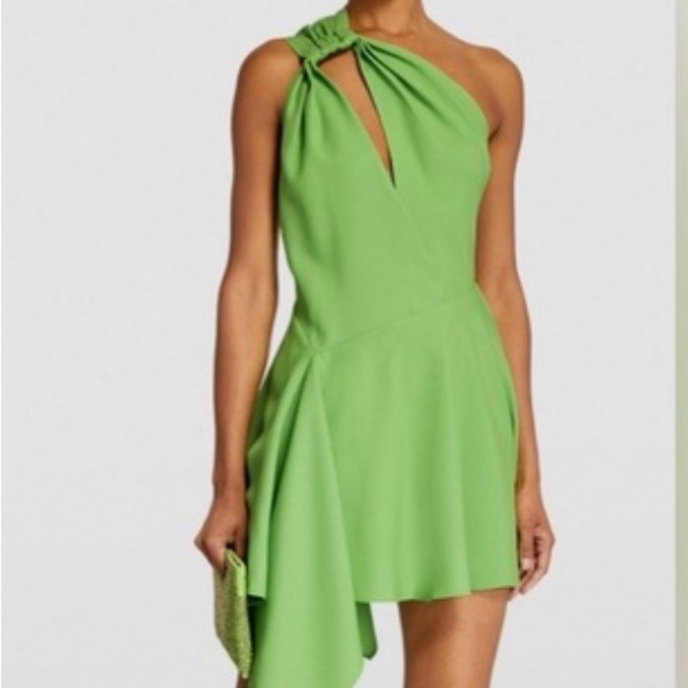 cult gaia One-Shoulder Lime Green Mini Dress